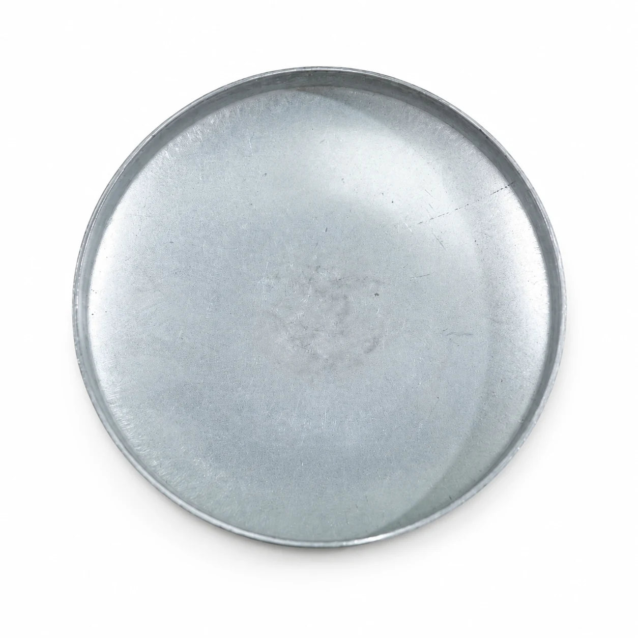 4-1/2 inch flat round pre-galvanized steel fence post cap underside fit view