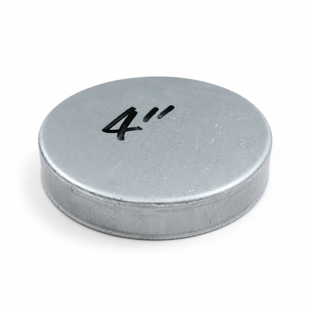 4 inch flat round pre-galvanized steel fence post cap side profile