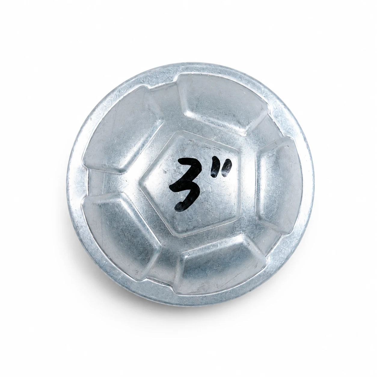 3" Heavy-Duty Decorative Soccer Pattern Round Dome Pre-Galvanized Steel Fence Post Cap - product image 1