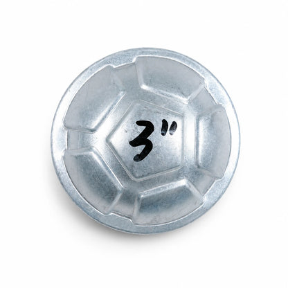 3" Heavy-Duty Decorative Soccer Pattern Round Dome Pre-Galvanized Steel Fence Post Cap - product image 1
