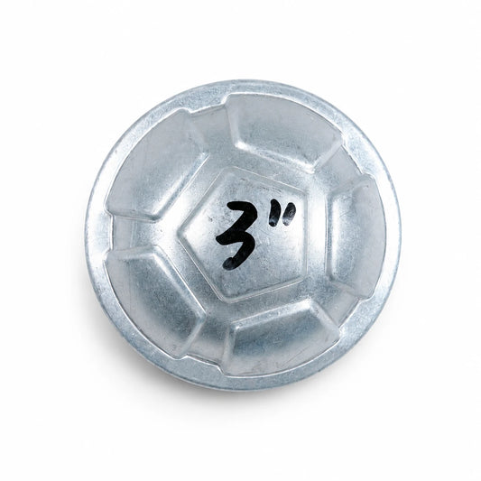 3" Heavy-Duty Decorative Soccer Pattern Round Dome Pre-Galvanized Steel Fence Post Cap - product image 1