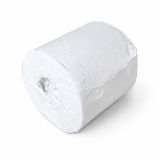 Individually wrapped commercial toilet paper roll for sanitary bulk handling