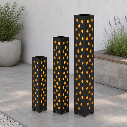 Design 152 laser cut garden light tower three size comparison