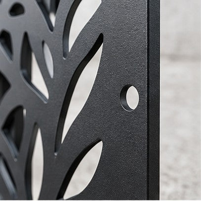 Round perimeter mounting hole in a powder-coated laser cut panel
