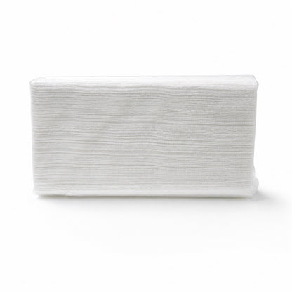 Stack of strong single-ply V-fold paper hand towels for washrooms