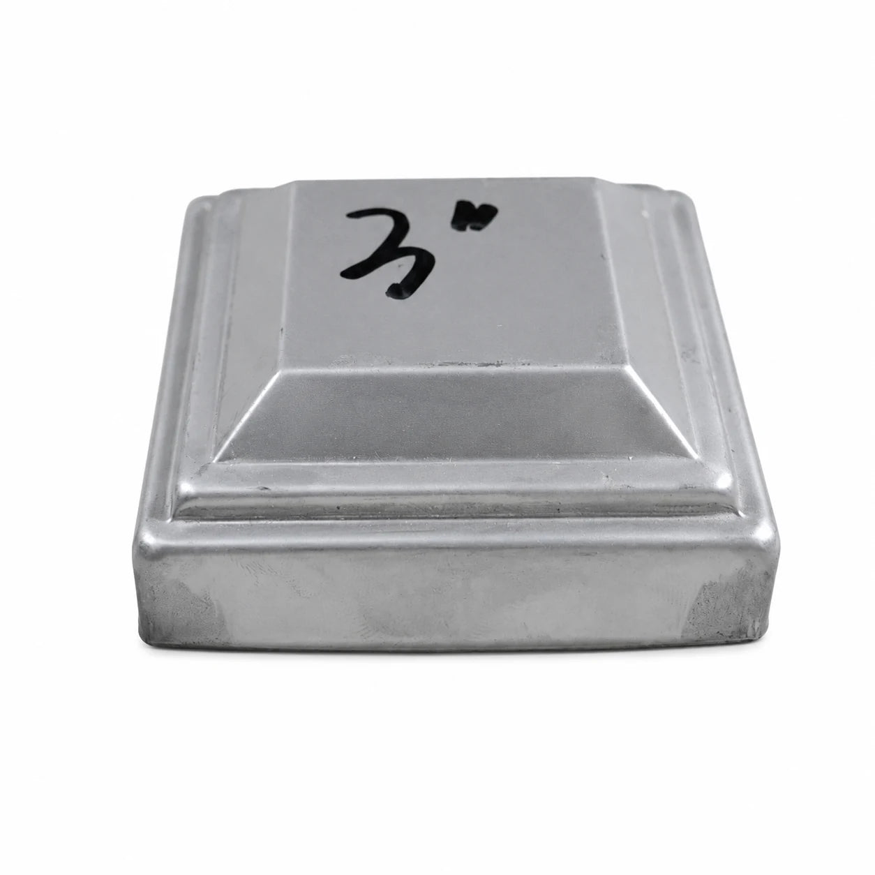 3" Square 304 Stainless Steel Fence Post Cap - side profile view