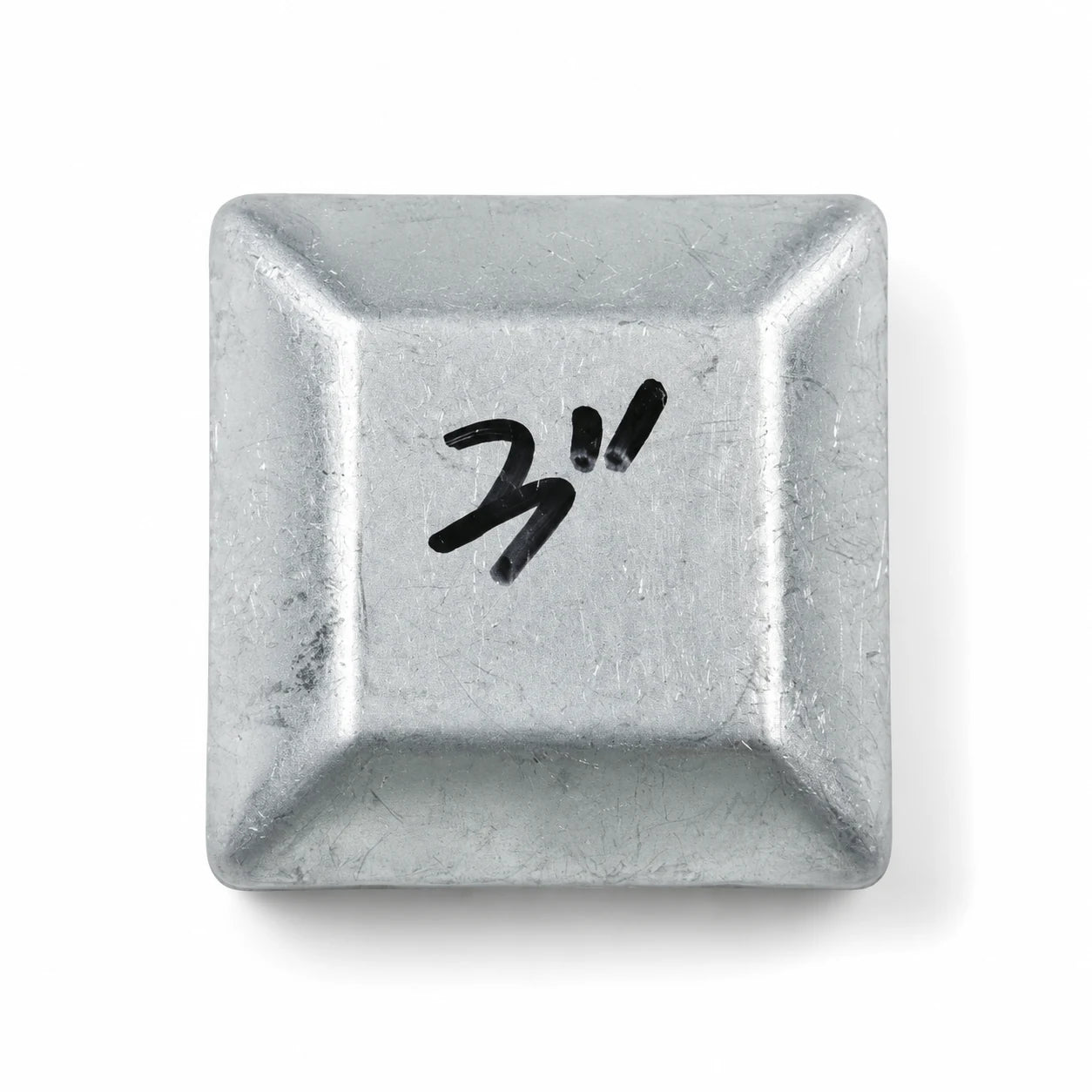 3" Square Galvanized Steel Fence Post Cap - top view product image