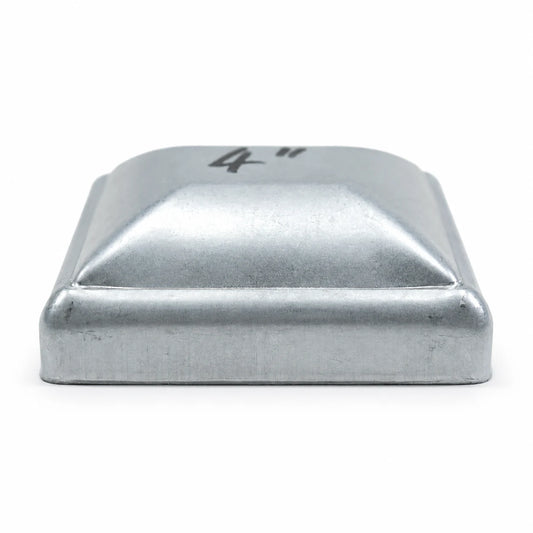 4" Square Galvanized Steel Fence Post Cap - side profile product image