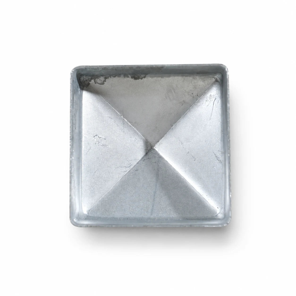 2-1/2" Square Pyramid Galvanized Steel Fence Post Cap - inside bottom view product image
