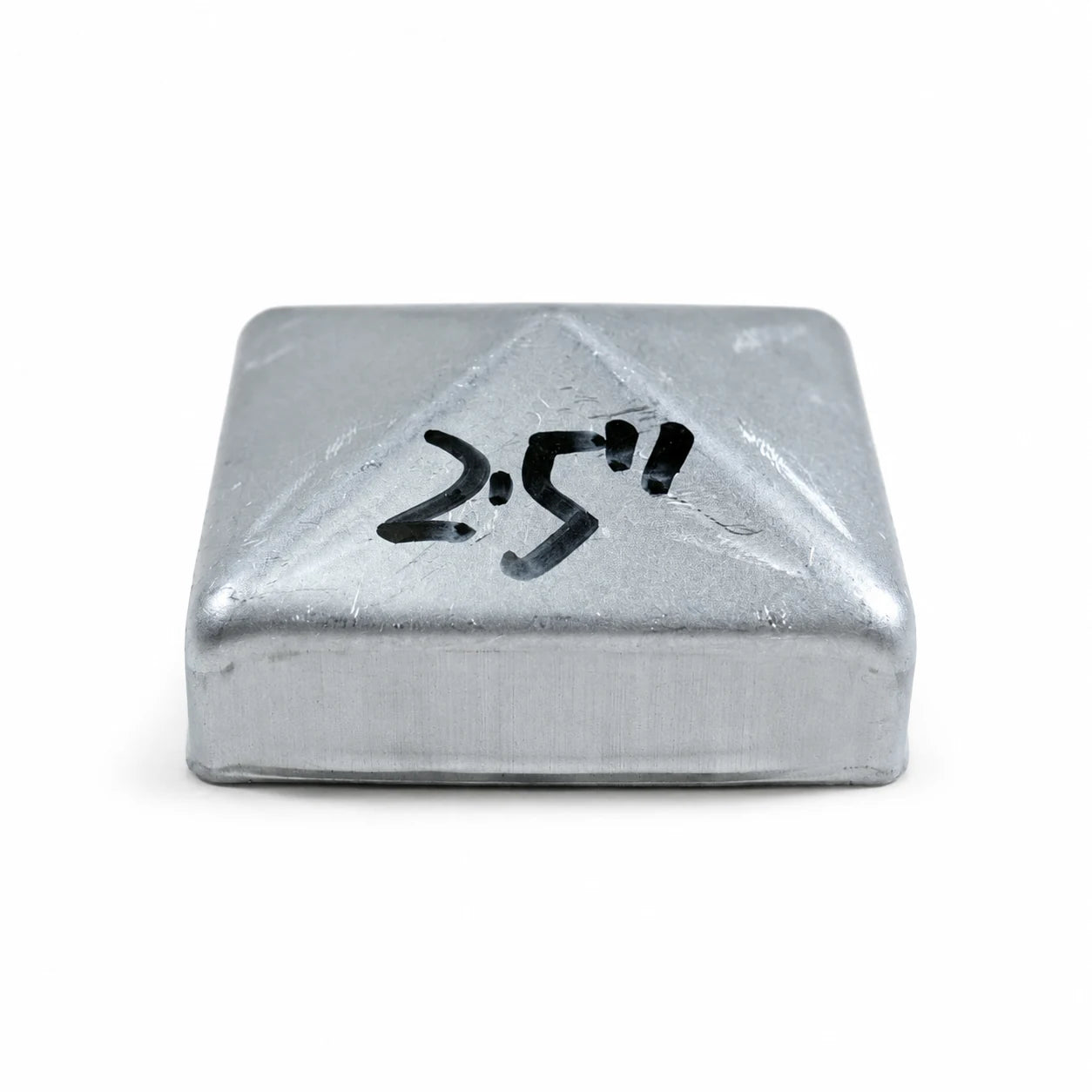2-1/2" Square Pyramid Galvanized Steel Fence Post Cap - side profile product image