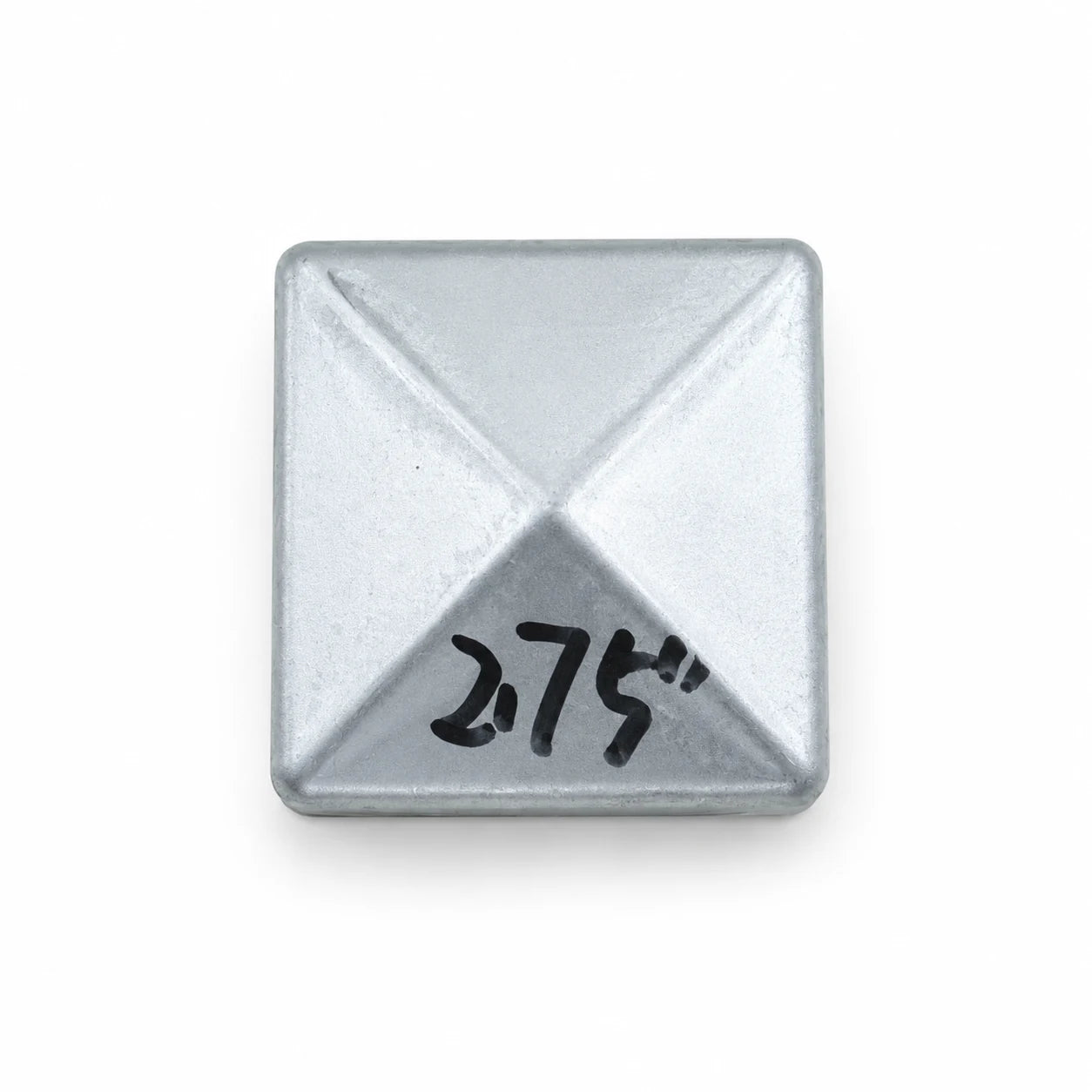 2-3/4" Square Pyramid Galvanized Steel Fence Post Cap - top view product image