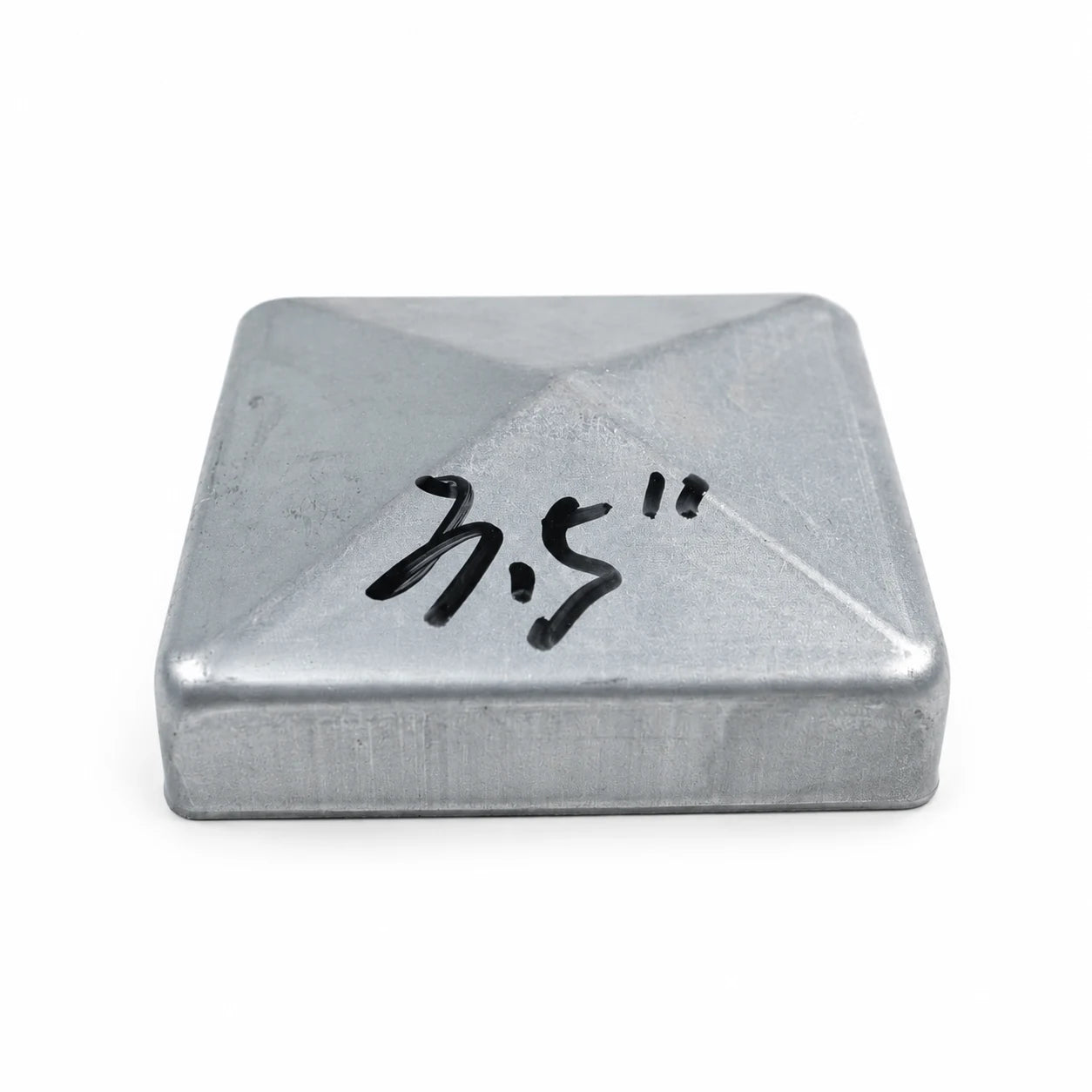 3-1/2" Square Pyramid Galvanized Steel Fence Post Cap - side profile product image