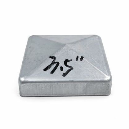 3-1/2" Square Pyramid Galvanized Steel Fence Post Cap - side profile product image