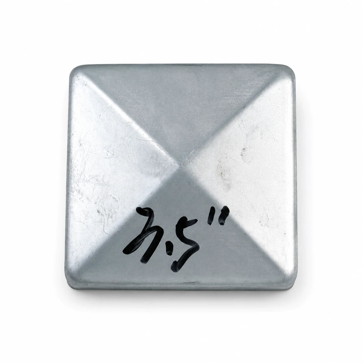 3-1/2" Square Pyramid Galvanized Steel Fence Post Cap - top view product image