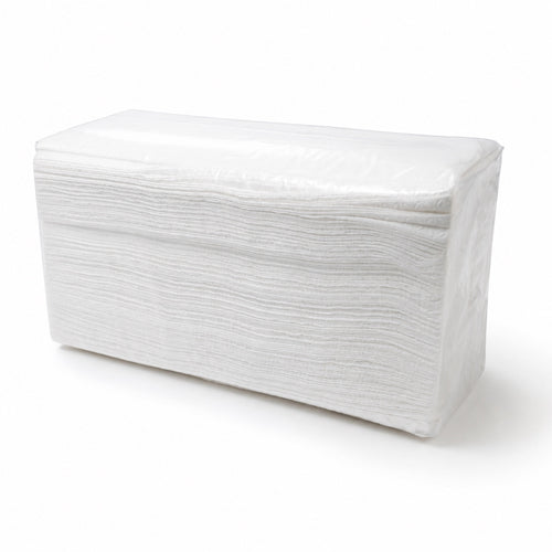 V-fold multifold paper towel pack containing 250 single-ply sheets