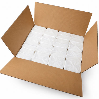 Open case of V-fold paper hand towels with 16 commercial packs