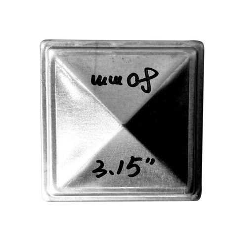 3.15 x 3.15 inch square steel fence post cap with black powder coated finish