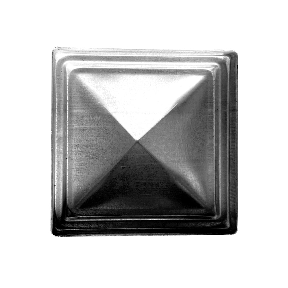 3.15 x 3.15 inch square steel fence post cap with black powder coated finish