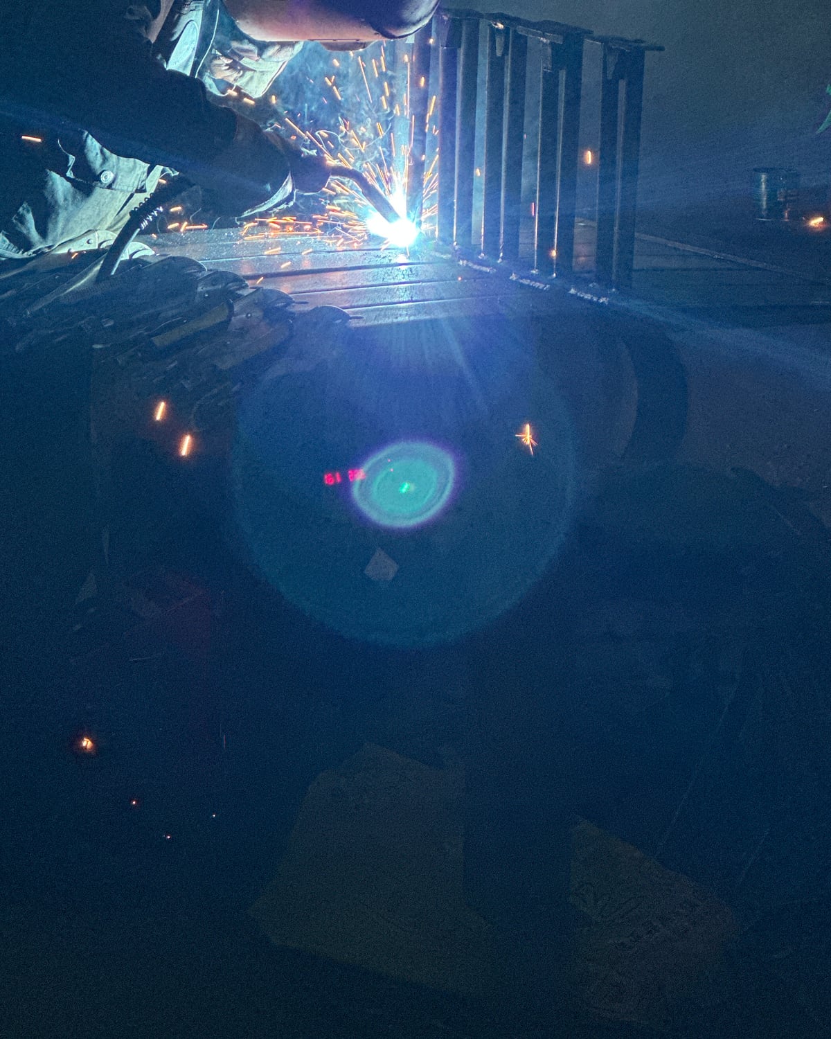 Welding work during custom metal fabrication